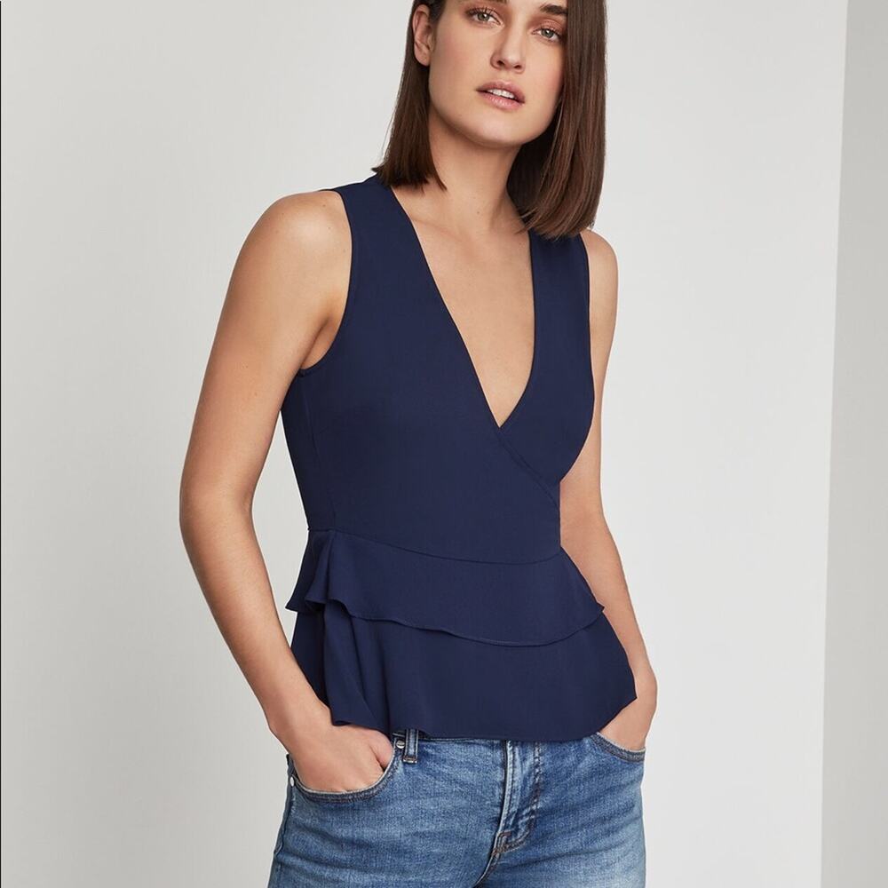 BCBG Sleeveless Peplum Wrap Top